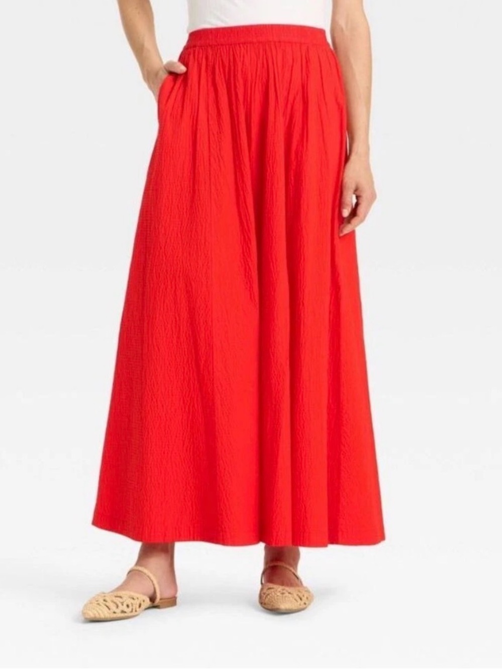 Target A New Day Women's Red Maxi Skirt with Elastic Waist